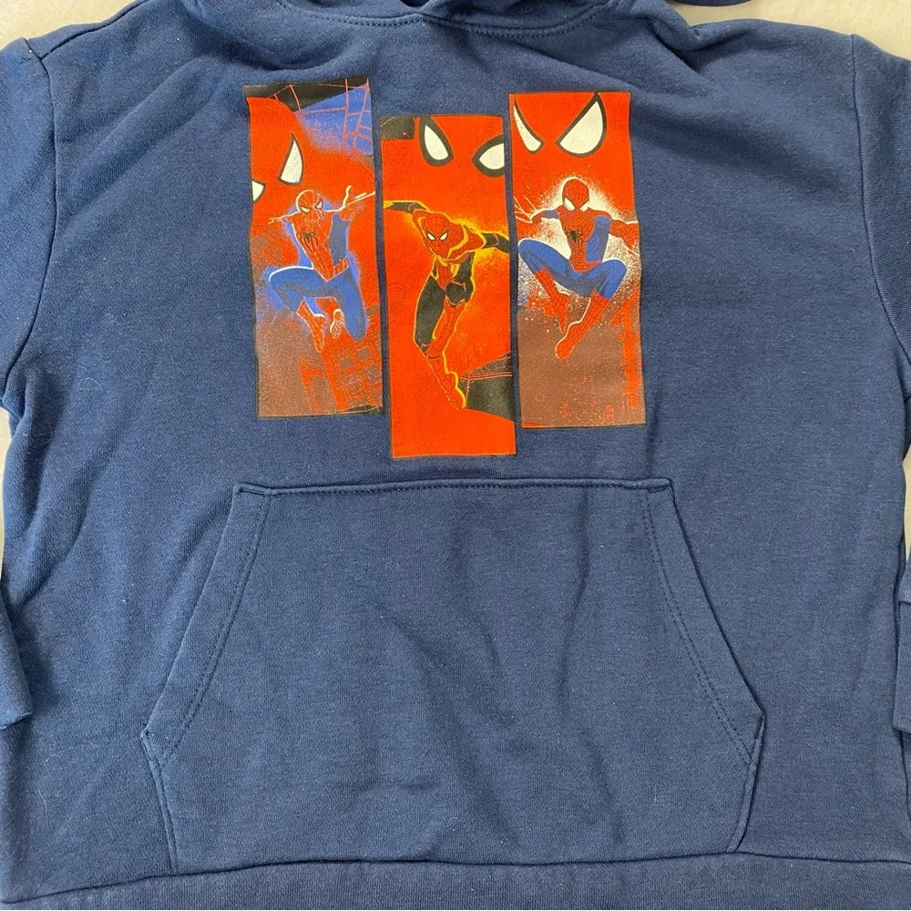 Old Navy Blue Spider Graphic Pullover Hoodie Boys Size 8